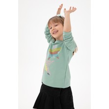 U.S. Polo Assn. Kız Çocuk Su Yeşili Bisiklet Yaka Sweatshirt 50298180-VR048