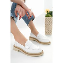 Marshetta Shoes Velora Model Siyah Cilt Rugan Detaylı Kadın Loafer Günlük Ayakkabı Makosen