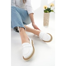 Marshetta Shoes Velora Model Siyah Cilt Rugan Detaylı Kadın Loafer Günlük Ayakkabı Makosen