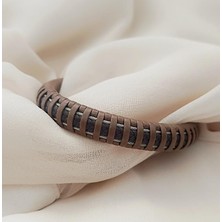 HD Marketim 21 cm Bileklik Hakiki Deri Örgü Unisex Kahverengi Bilezik