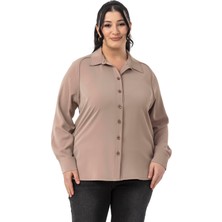 Disentis Modest Büyük Beden Reglan Kollu Vizon Gömlek