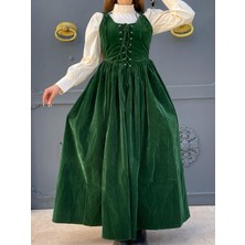 Madame Lucid Retro Yeşil Velvet Elbise