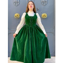 Madame Lucid Retro Yeşil Velvet Elbise