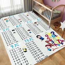 Carpettex Çocuk Bebek Halısı Çarpım Tablosu Temalı Gri Halı Yıkanabilir Kaymaz Taban