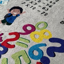 Carpettex Çocuk Bebek Halısı Çarpım Tablosu Temalı Gri Halı Yıkanabilir Kaymaz Taban