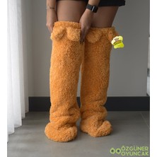 Pabtex Peluş Çorab Welsoft Diz Üstü Oda Çorabı Kışlık Uyku Çorabı Ayak Isıtıcı Uzun Çorap