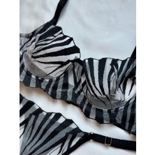 Nashera Gri Kılıç Işlemeli Balenli Bralet Iç Çamaşır Takımı