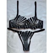 Nashera Gri Kılıç Işlemeli Balenli Bralet Iç Çamaşır Takımı