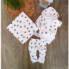 Bebe Kervanı Kız Bebek Kalpli %100 Pamuk Battaniyeli Bebek Takımı Bebek Hediyesi Yenidoğan 0-3 Aylık BBK1067