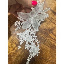 Gönülden Tasarım Beyaz Güpür Nakış Işleme Dikiş Aplike  22X10 cm