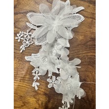 Gönülden Tasarım Beyaz Tüllü Gürüp Nakış Işleme Aplike Dikiş Aksesuarı 21X12 cm
