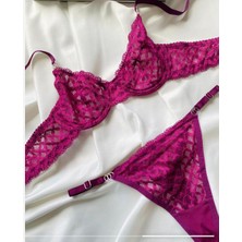 Arona Sevgililer Günü Hediyesi Kadın Nude Dantelli Mor Bralet Sütyen Kilot Takım/iç Çamaşırı/tanga