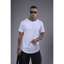 King Brich Pis Yaka Kolu Katlamalı Regular Kalıp Düz Basic Erkek Tişört