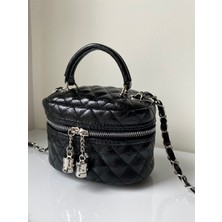 Rofo Butik Parlak Mini Kutu Zincir Askılı Fermuar Kapamalı Kadın El ve Omuz Çanta Luna