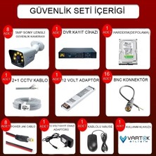 8 Kameralı Gece Renkli 5mp Lensli 1080P Fullhd Kamera Seti - Sabit Ip Gerektirmez-Tak Çalıştır