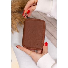 Daphmin Zeas - Unisex Zip Around Hakiki Deri Cüzdan