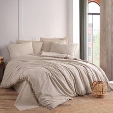 Private Çift Kişilik Nevresim Takımı Ipliği Boyalı Bej