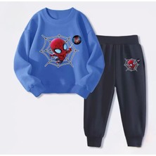 Kids Face Özel Tasarım Minik Örümcek Adam Baskılı Şardonlu Kışlık Erkek Çocuk Eşofman Takımı