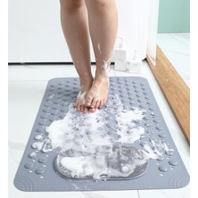 1 Adet Gri Renk Banyo Duş ve Küvet Kaydırmazı Vantuzlu Paspas 36 x 69,5  cm