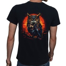 Beyaz Penguen Owl T-Shirt %100 Pamuklu Siyah Penye Basic Erkek Tişört