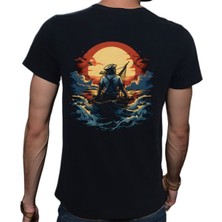 Beyaz Penguen Sailor T-Shirt %100 Pamuklu Siyah Penye Basic Erkek Tişört