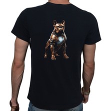 Beyaz Penguen Bulldog T-Shirt %100 Pamuklu Siyah Penye Basic Erkek Tişört
