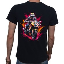 Beyaz Penguen Splash Gp T-Shirt %100 Pamuklu Siyah Penye Basic Erkek Tişört