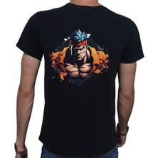 Beyaz Penguen Splash Fight T-Shirt %100 Pamuklu Siyah Penye Basic Erkek Tişört