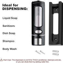 MAİN SHOP 1 Adet Siyah 400 ml Sabunluk Duvara Monte Şeffaf Sıvı Plastik ve Mutfak Banyo Şişesi