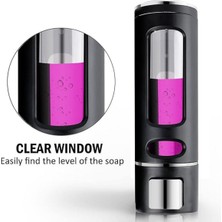 MAİN SHOP 1 Adet Siyah 400 ml Sabunluk Duvara Monte Şeffaf Sıvı Plastik ve Mutfak Banyo Şişesi