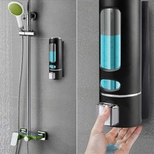 MAİN SHOP 1 Adet Siyah 400 ml Sabunluk Duvara Monte Şeffaf Sıvı Plastik ve Mutfak Banyo Şişesi
