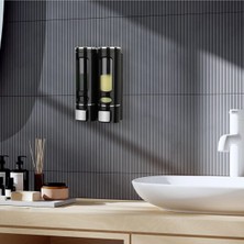 MAİN SHOP 2 Adet Siyah 400 ml Sabunluk Duvara Monte Şeffaf Sıvı Plastik ve Mutfak Banyo Şişesi