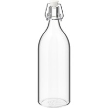 Sızdırmaz Kapaklı Cam Şişe 1 Litre Ikea Stoperli Su Şişesi Yükseklik: 29 cm Şeffaf Sürahi