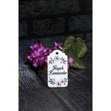 Ramazan Etiketi - Hayırlı Ramazanlar Baskılı - 50 Adet Karton Bayram Etiketi (3.5 x 7 Cm)