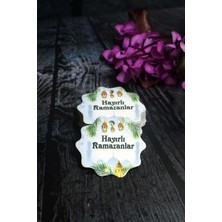 Ramazan Etiketi - Hayırlı Ramazanlar Baskılı - 50 Adet Karton Bayram Etiketi (5 Cm)