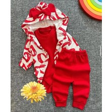Bebe Kervanı Kız Bebek Kalpli %100 Pamuk Bebek Takımı Bebek Hediyesi Yenidoğan 0-3 Aylık BBK2988