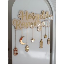 Hoş Geldin Ramazan Yazılı Ahşap Duvar Süsü