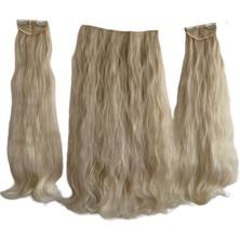 Colezium Fiber Sentetik Kabarık Dalgalı Yarım Ay + 2 Yan Çıt Çıt - Kumral Beyaz Platin Röfleli