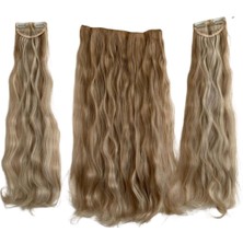 Colezium Fiber Sentetik Kabarık Dalgalı Yarım Ay + 2 Yan Çıt Çıt - Balköpüğü Beyaz Platin Röfleli