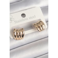 Ezo Concept Pirinç Gold Renk İşlemeli Yarım Halka Model Kadın Küpe