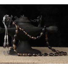 Gümüş Tuğra Püsküllü Sıkma Kehribar Tesbih