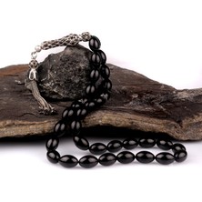 925 Ayar Gümüş Zirkon Taşlı Püsküllü Ateş Kehribar Tesbih