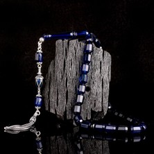 Takı925 Çift Renk Gümüş Püsküllü Kesme Fasetli Damla Kehribar Tesbih