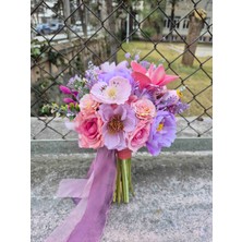 TT Organizasyon Pembe Lila Gelinbuketi Gelinçiçeği ve Yakaçiçeği