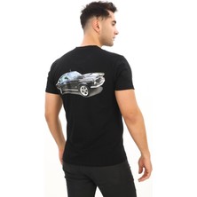 Eren Style American Classic 1967 Ford M. Fastback Baskılı Özel Tasarım Siyah T-Shirt (Slim Fit)