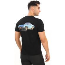 Eren Style American Classic 1965 Chevrolet Corvette Özel Tasarım Baskılı Siyah T-Shirt (Slim Fit)