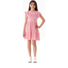 Yakası Güpürlü Kız Çocuk Elbise