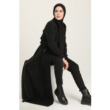 Sefa Merve Fermuarlı Kaşe Kaban Kadınlar İçin Şık Siyah Tasarım Uzun Dış Giyim