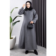 Sefa Merve Kürk Yaka Kaşe Kaban 2060-05 Gri