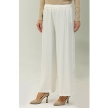 Sefa Merve Beli Lastikli Bol Paça Pantolon 25105-01 Ekru